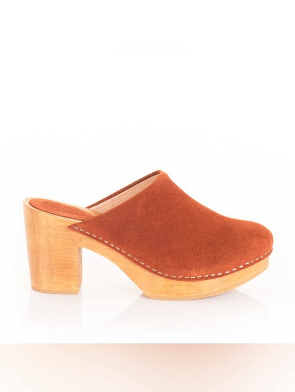 Charlotte Stone Suede Clog In Russet